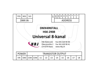 DMX4INSTALL Universal 8-kanal Etikette