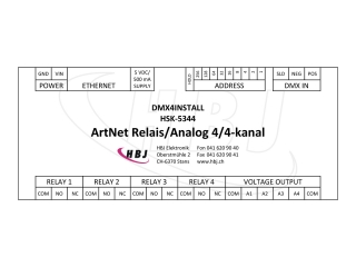 DMX4INSTALL ArtNet Relais/Analog 4/4-kanal Etikette